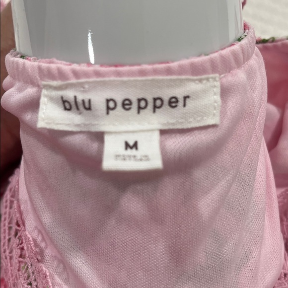 Blu Pepper Pink Floral Dress Cottagecore Lace Trim Feminine Romantic Summer M - Picture 2 of 10